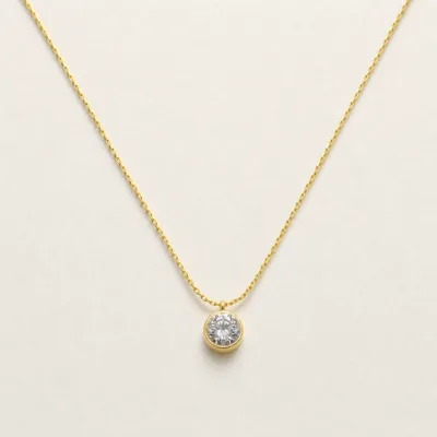 colar dourado pendente redondo, fundo branco, referência 84803-01