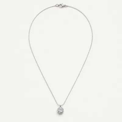 colar prateado pendente redondo, fundo branco, referência 84803-04