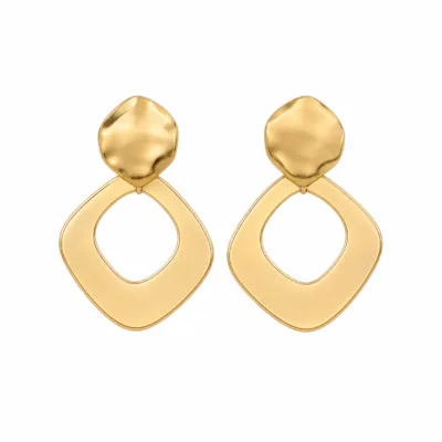 Brincos Geométricos Dourados com Aro Aberto dourado, referência 84857-01