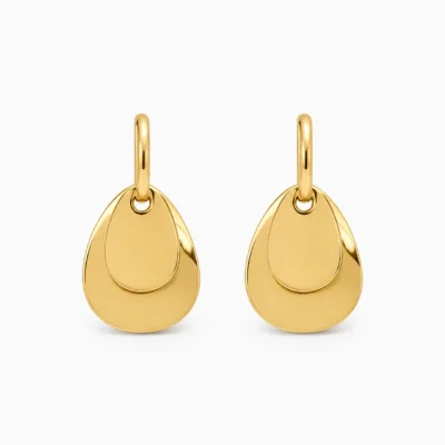 Brincos de Gotas Duplas Sobrepostas dourado, referência 84858-05