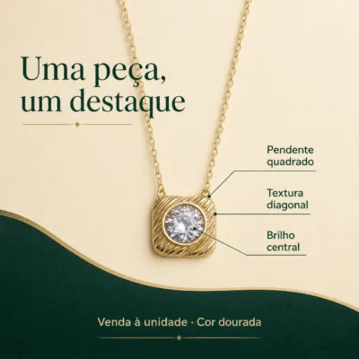 colar dourado com pendente quadrado, undefined, referência 85055-02