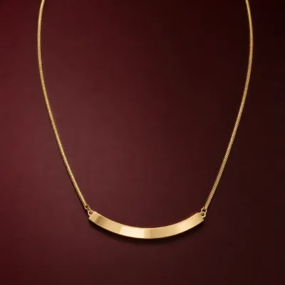 colar com barra curva, variante dourada, pedra clara, referência 85114-02
