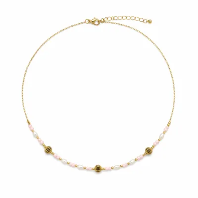 colar dourado rosa 12 modelos opção B Três Esferas Douradas em fundo branco