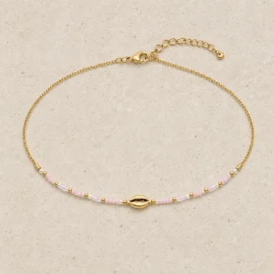colar dourado rosa 12 modelos opção H Búzio Dourado Central em pedra clara