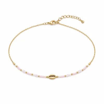 colar dourado rosa 12 modelos opção H Búzio Dourado Central em fundo branco