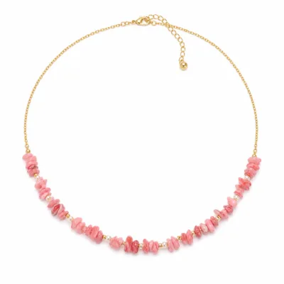 colar dourado rosa 12 modelos opção I Coral Rosa Natural em fundo branco