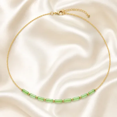 colar dourado verde com pérolas e amuletos, K — Tubos Verde-Claro Minimalistas, em cetim marfim, referencia 85182-05