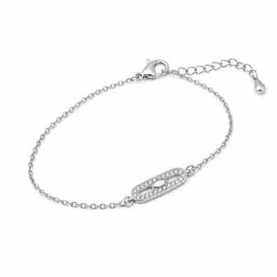 pulseira com cristais prateado em fundo branco, referência 85203-01