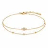pulseira dupla com cristais dourado em fundo branco, referência 85203-02