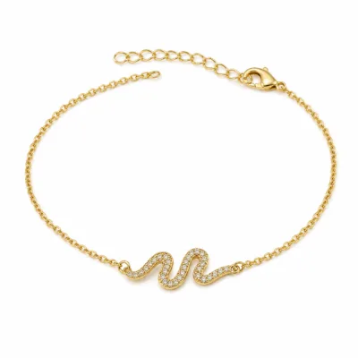 pulseira com ondas de cristais dourado em fundo branco, referência 85203-06