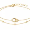pulseira dupla com elos entrelaçados dourado em fundo branco, referência 85203-08