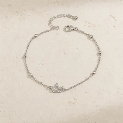 pulseira com coroa de cristais prateado em pedra clara de tom quente, referência 85203-12