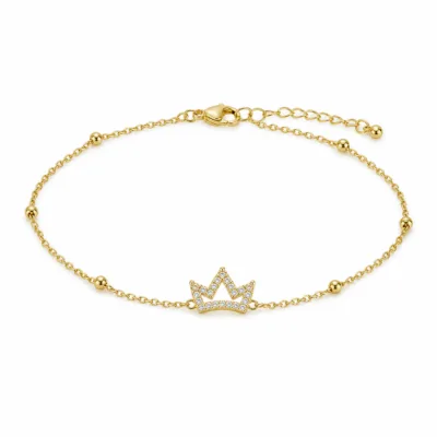 pulseira com coroa de cristais dourado em fundo branco, referência 85203-12