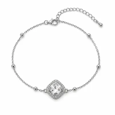 pulseira dupla com cristais prateado em fundo branco, referência 85204-01