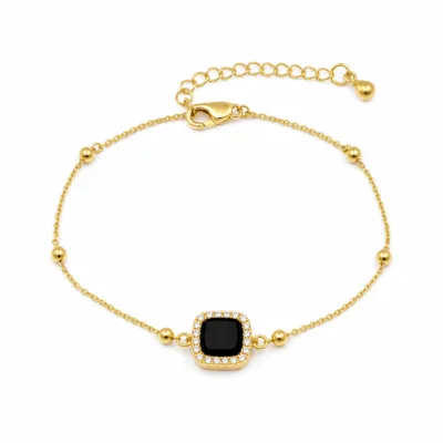 pulseira dupla com cristais dourado em fundo branco, referência 85204-02