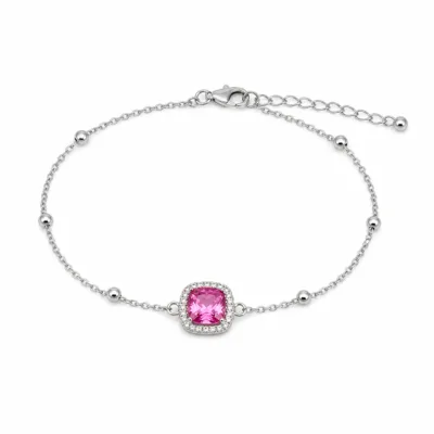 pulseira dupla com cristais prateado em fundo branco, referência 85204-04