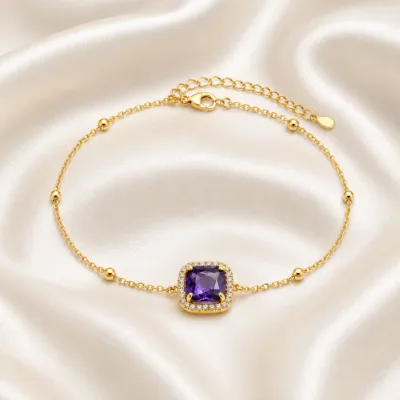pulseira dupla com cristais dourado em cetim marfim, referência 85204-05