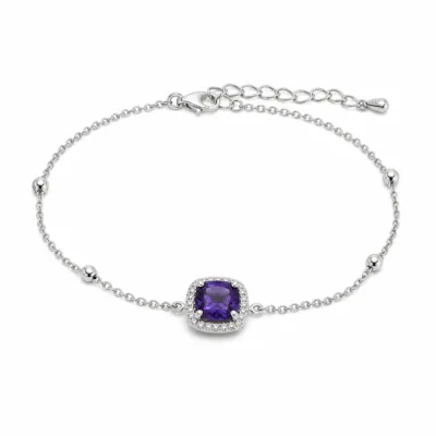 pulseira dupla com cristais prateado em fundo branco, referência 85204-05