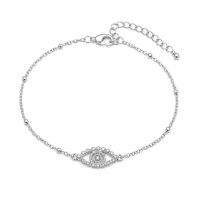 pulseira dupla com cristais prateado em fundo branco, referência 85204-09