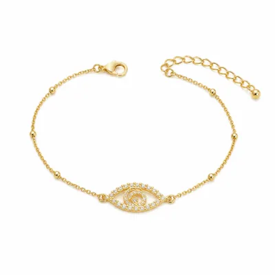pulseira dupla com cristais dourado em fundo branco, referência 85204-09