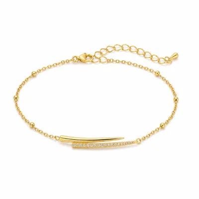pulseira com barras assimétricas dourado em fundo branco, referência 85204-13