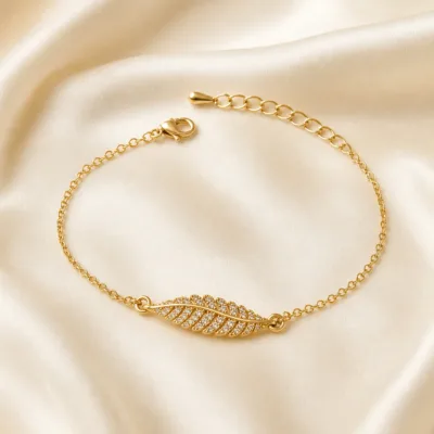pulseira dupla com cristais dourado em cetim marfim, referência 85204-26