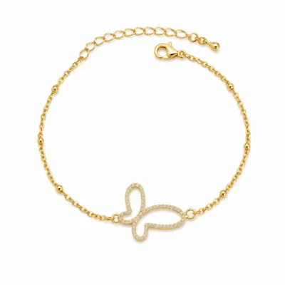 pulseira dupla com cristais dourado em fundo branco, referência 85204-27