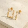 Brincos Retangulares Dourados com Cristais dourado, referência 85205-04