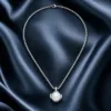 colar com esfera branca, variante dourada, pedra clara, referência 85216-02