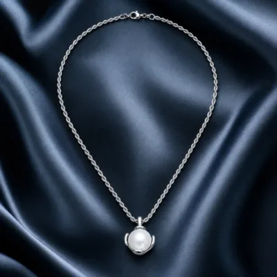 colar com esfera branca, variante dourada, pedra clara, referência 85216-02