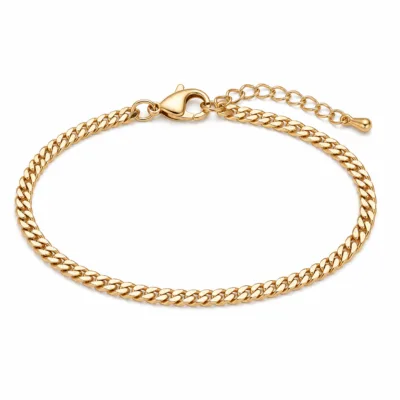 Pulseira dourada de elos cubanos, uma unidade