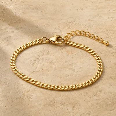 Pulseira dourada de elos cubanos, uma unidade