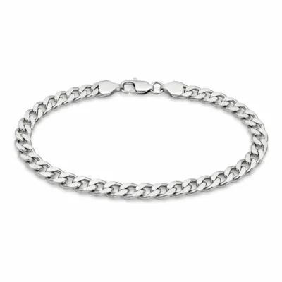 Pulseira prateada de elos cubanos com fecho plano, uma unidade