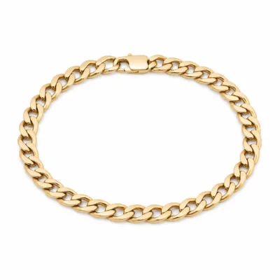 Pulseira dourada de elos cubanos com fecho plano, uma unidade