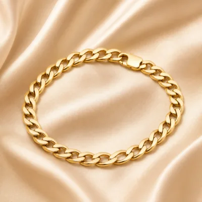 Pulseira dourada de elos cubanos com fecho plano, uma unidade