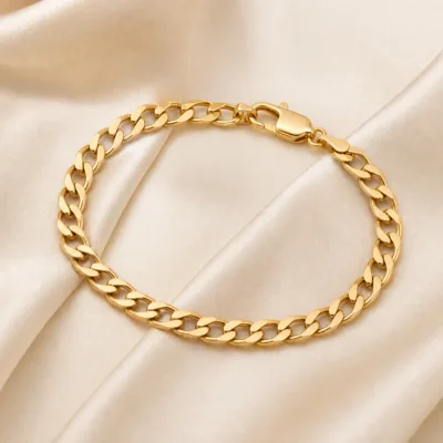 Pulseira dourada de elos cubanos largos, uma unidade