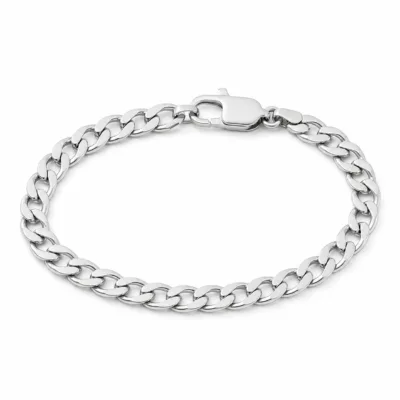Pulseira prateada de elos cubanos largos, uma unidade