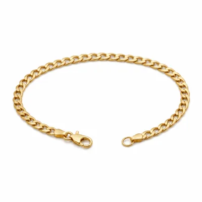 Pulseira dourada de elos cubanos finos, uma unidade