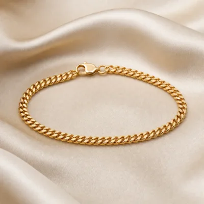 Pulseira dourada de elos cubanos compactos, uma unidade