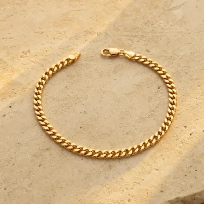Pulseira dourada de elos cubanos compactos, uma unidade