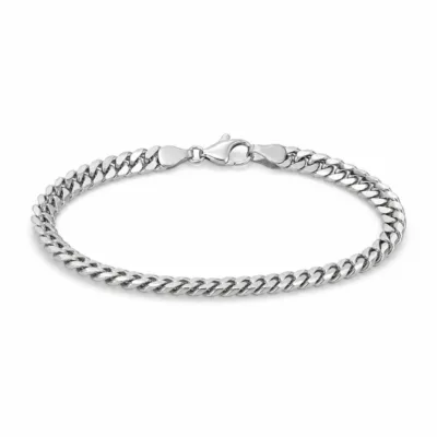 Pulseira prateada de elos cubanos compactos, uma unidade