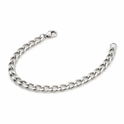 pulseira prateada de elos ovais em fundo branco, referencia 85244-01