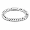 Pulseira prateada larga de elos cubanos 85246-04-A em fundo branco