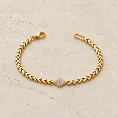 pulseira dourada com losango de cristais em pedra clara de tom quente, referencia 85246-05