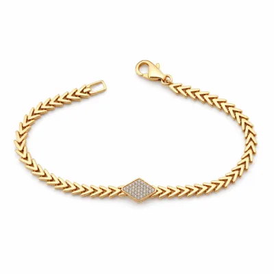 pulseira dourada com losango de cristais em fundo branco, referencia 85246-05