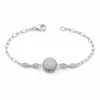 pulseira prateada com folhas de cristais em fundo branco, referencia 85247-02