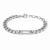 pulseira prateada com elo pavé em fundo branco, referencia 85250-02