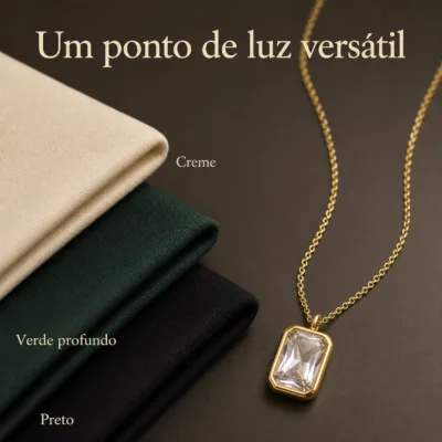 colar dourado com cristal retangular, undefined, referência 85280-1