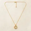 Colar Duplo Círculo com Cristais em Aço — 2 Cores — A — Dourado