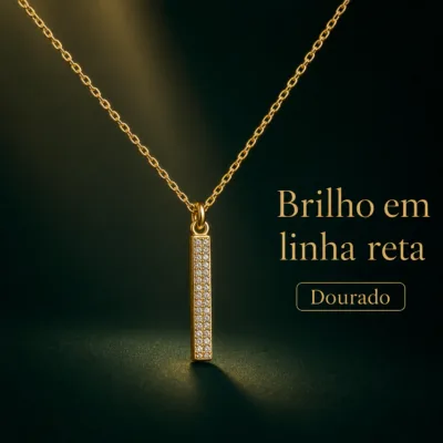 colar com pendente barra de brilho, variante dourada, fundo de estúdio, referência 85290-13